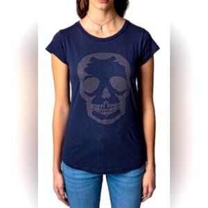 Zadig & Voltaire Sz M Skinny Skull Studs
T-Shirt Navy Skull Graphic